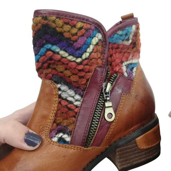 Elite by Corkys Kayla Brown Leather Southwest Sarape Ankle Chelsea Boots Size 7 - Picture 9 of 12